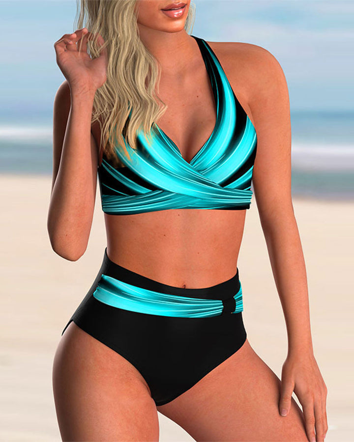 Liliana - Conjunto de Bikini com Decote Cruzado e Estampado