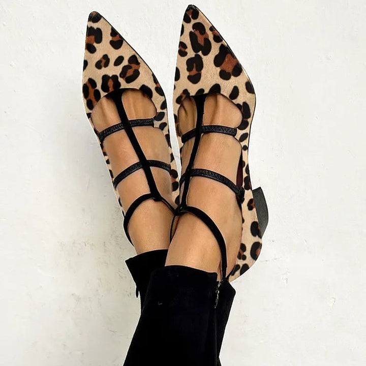 Bridget - Sapatos de salto com correia de leopardo