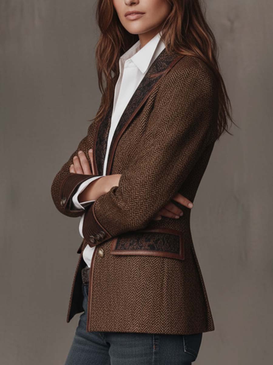 Rosaline | Blazer em Padrão Chevron