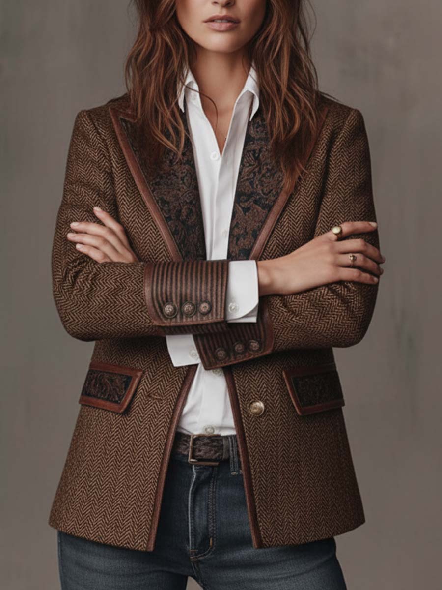 Rosaline | Blazer em Padrão Chevron