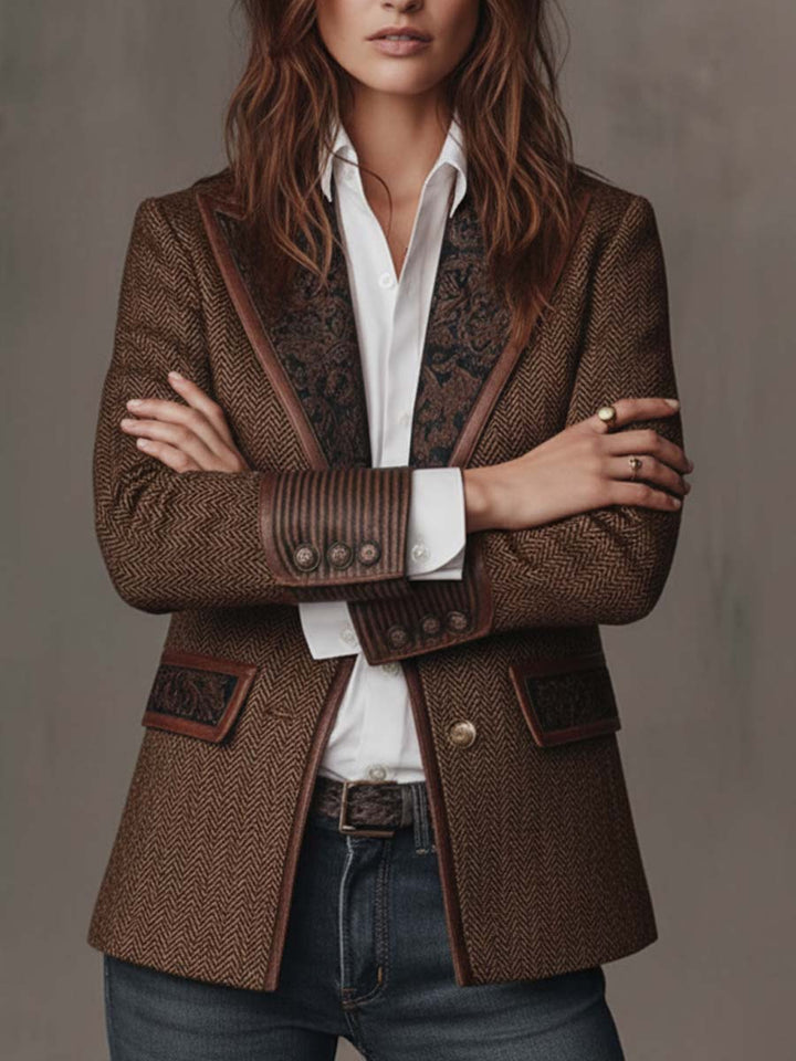 Rosaline | Blazer em Padrão Chevron