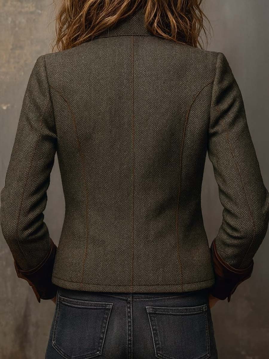 Agnes | Blazer com Contraste em Padrão Chevron