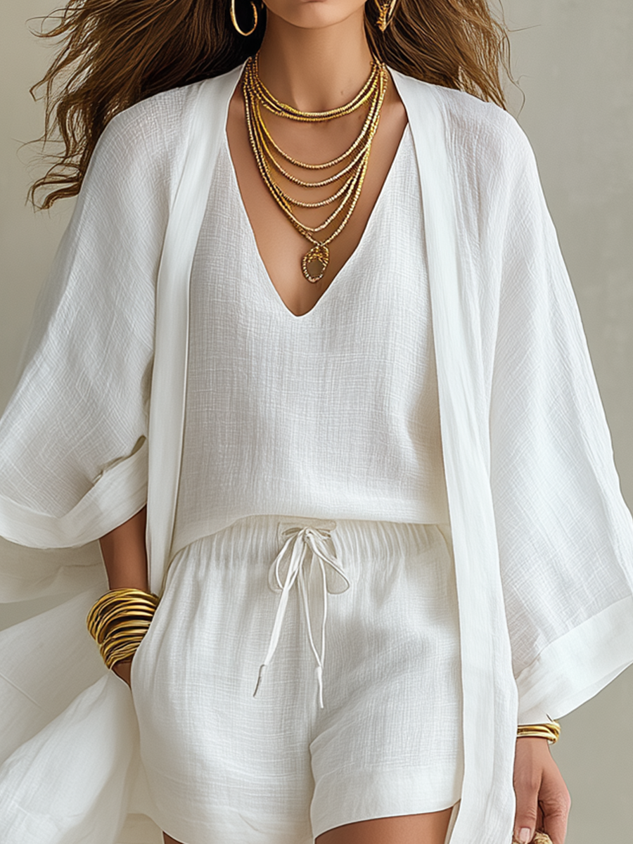 Conjunto Casual Três Peças Leve e em Camadas
