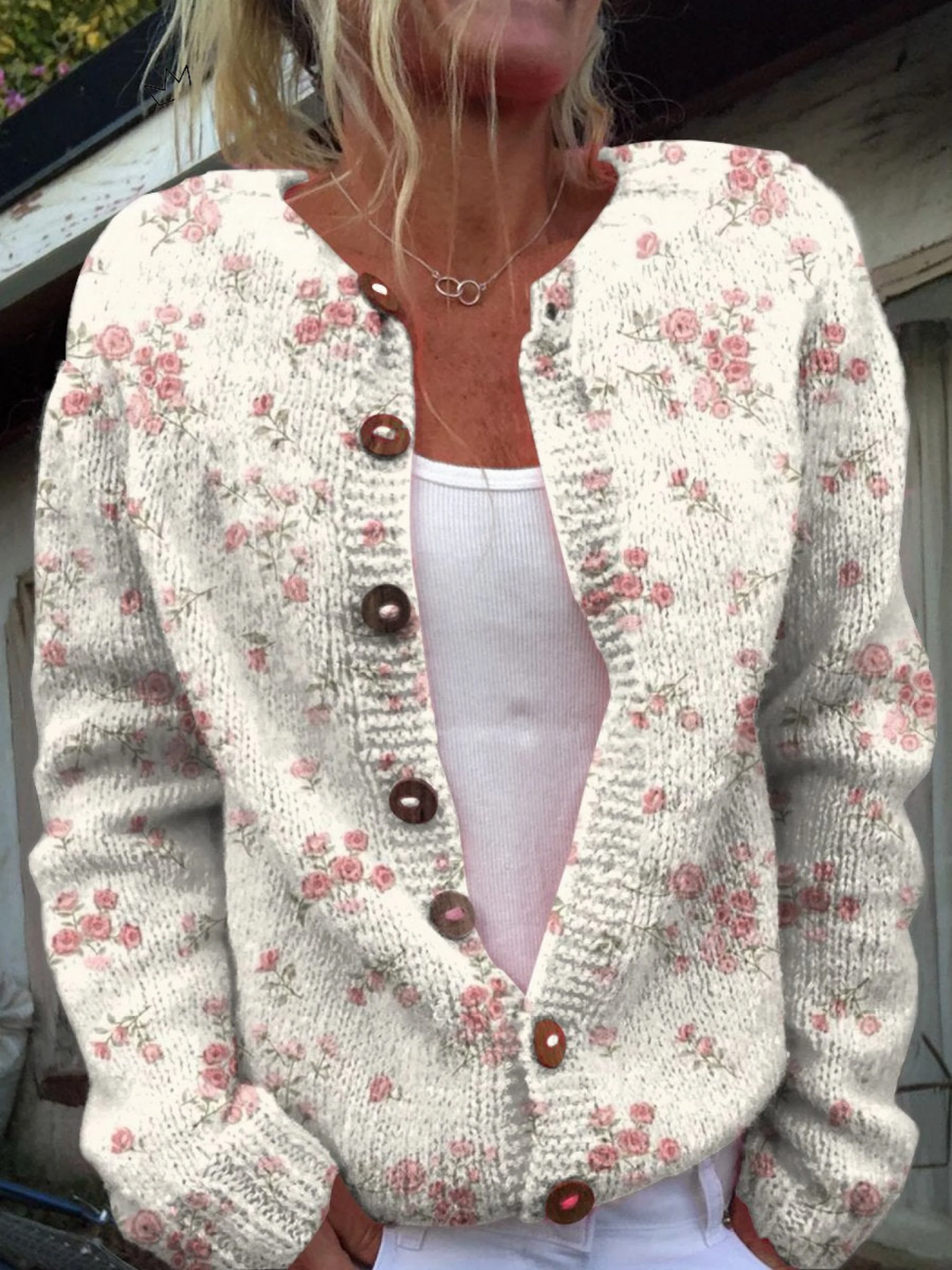 Evanthea™ | Cardigan de Malha Floral Vintage
