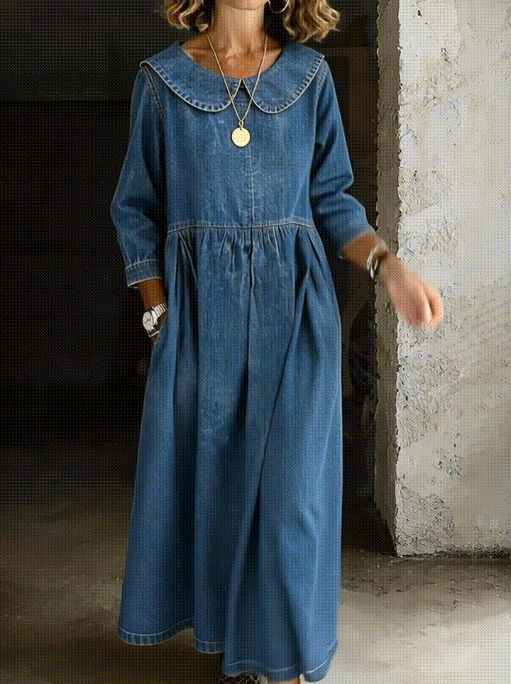Clara | Vestido de Denim com Gola Peter Pan