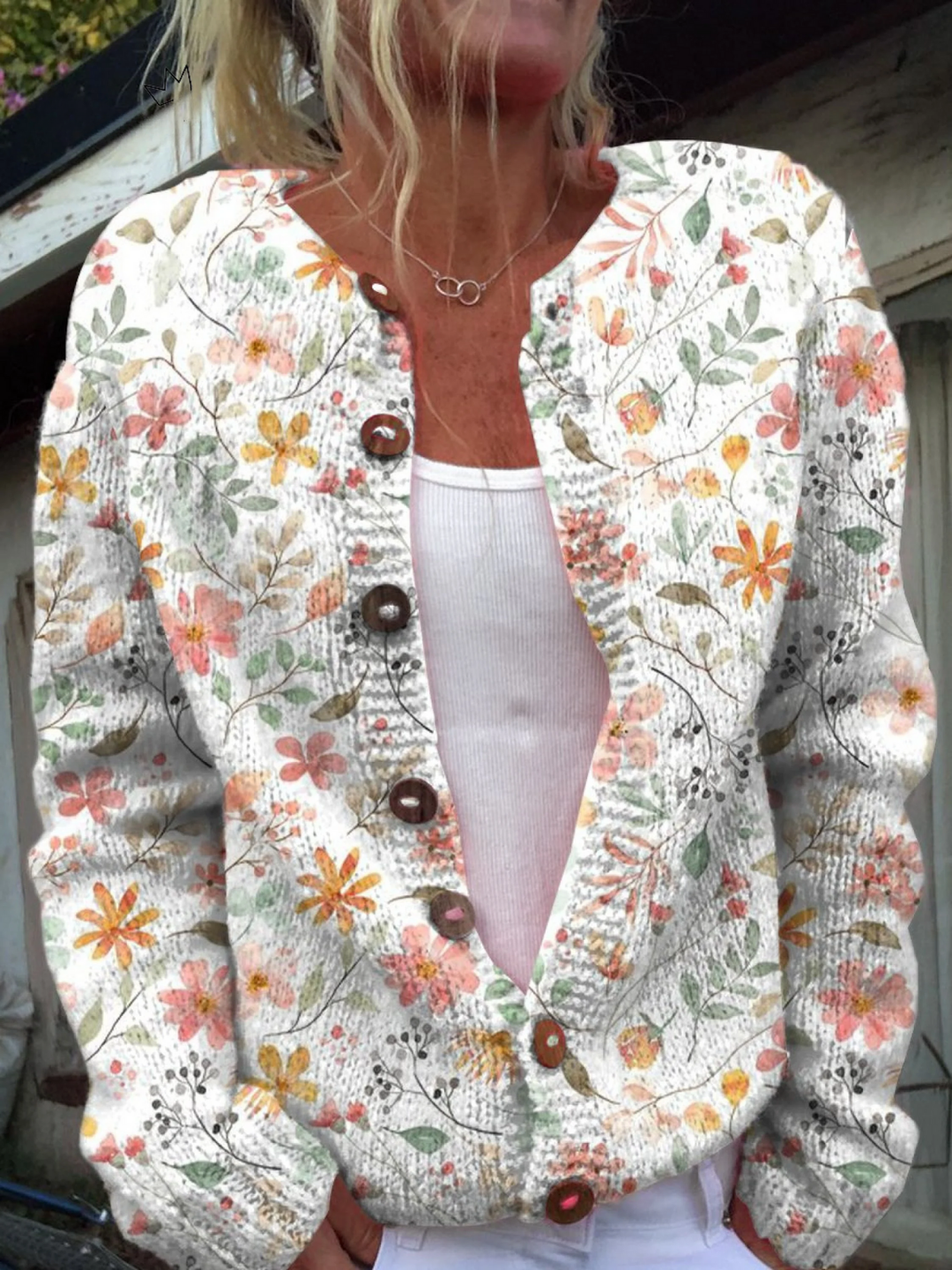 Greta™ | Cardigan de Malha Floral Vintage