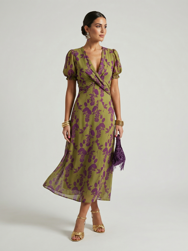 Virel | Vestido Midi Floral Relaxado