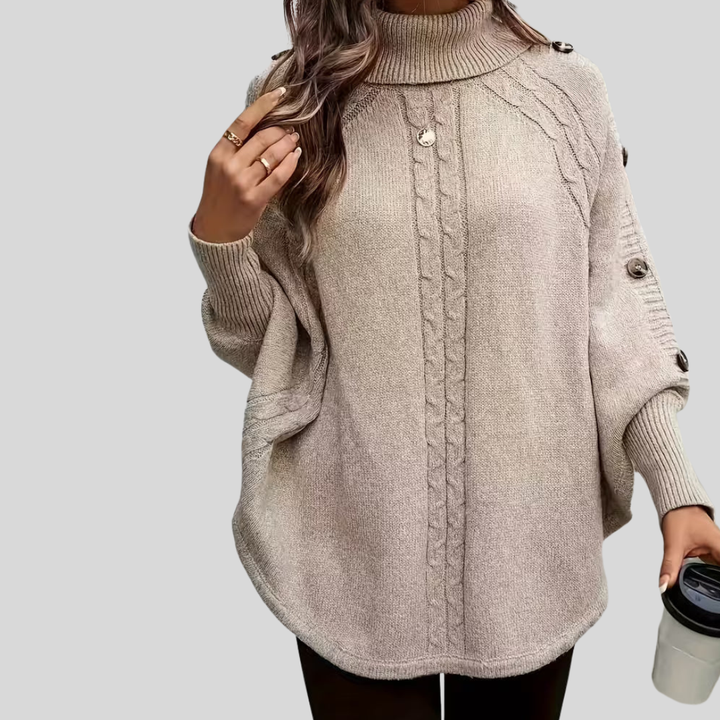 Norelle™ | Sweater de Gola Alta em Ponto de Corda