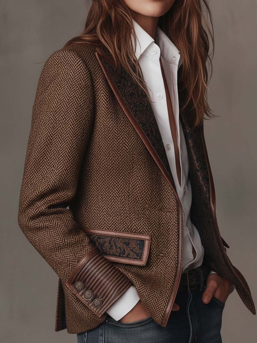 Rosaline | Blazer em Padrão Chevron