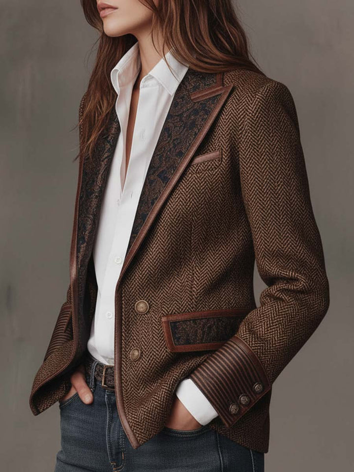 Rosaline | Blazer em Padrão Chevron