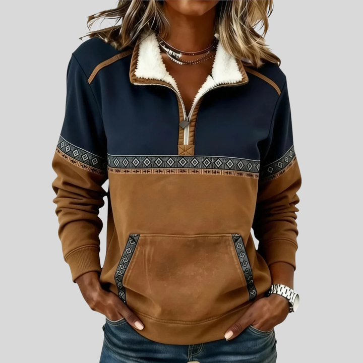 Alvette™ | Pullover de Meio-Zip com Gola Sherpa