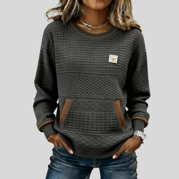 Noelle™ | Sweater de Gola Redonda em Cores Contrastantes