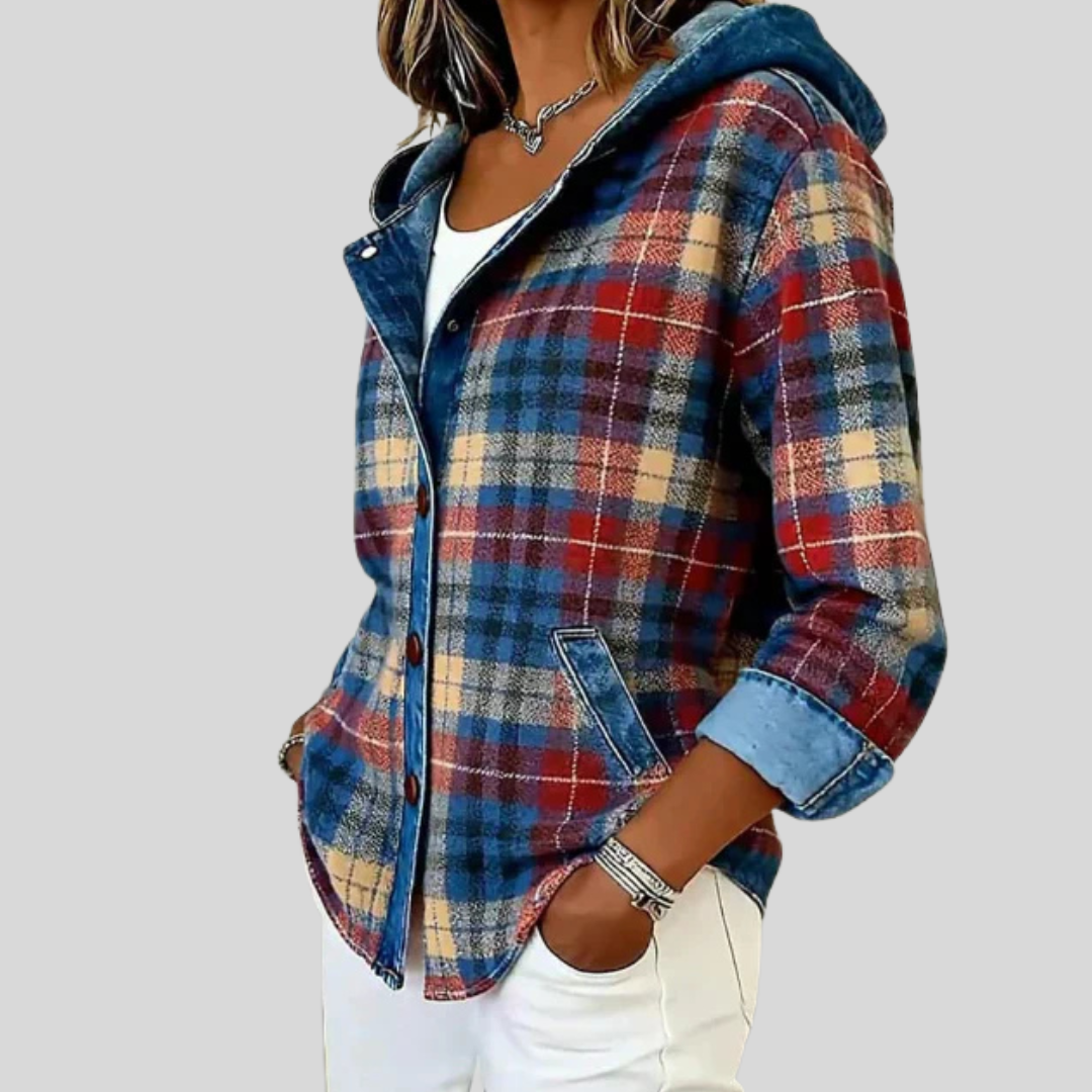 Hildred™ | Shacket de Xadrez com Capuz