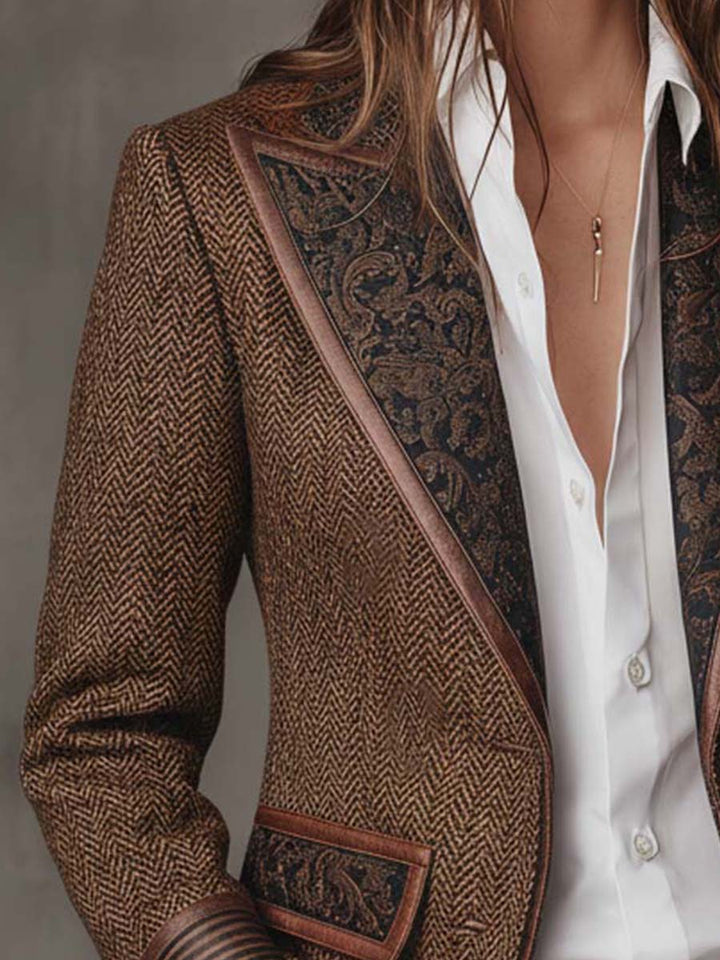 Rosaline | Blazer em Padrão Chevron