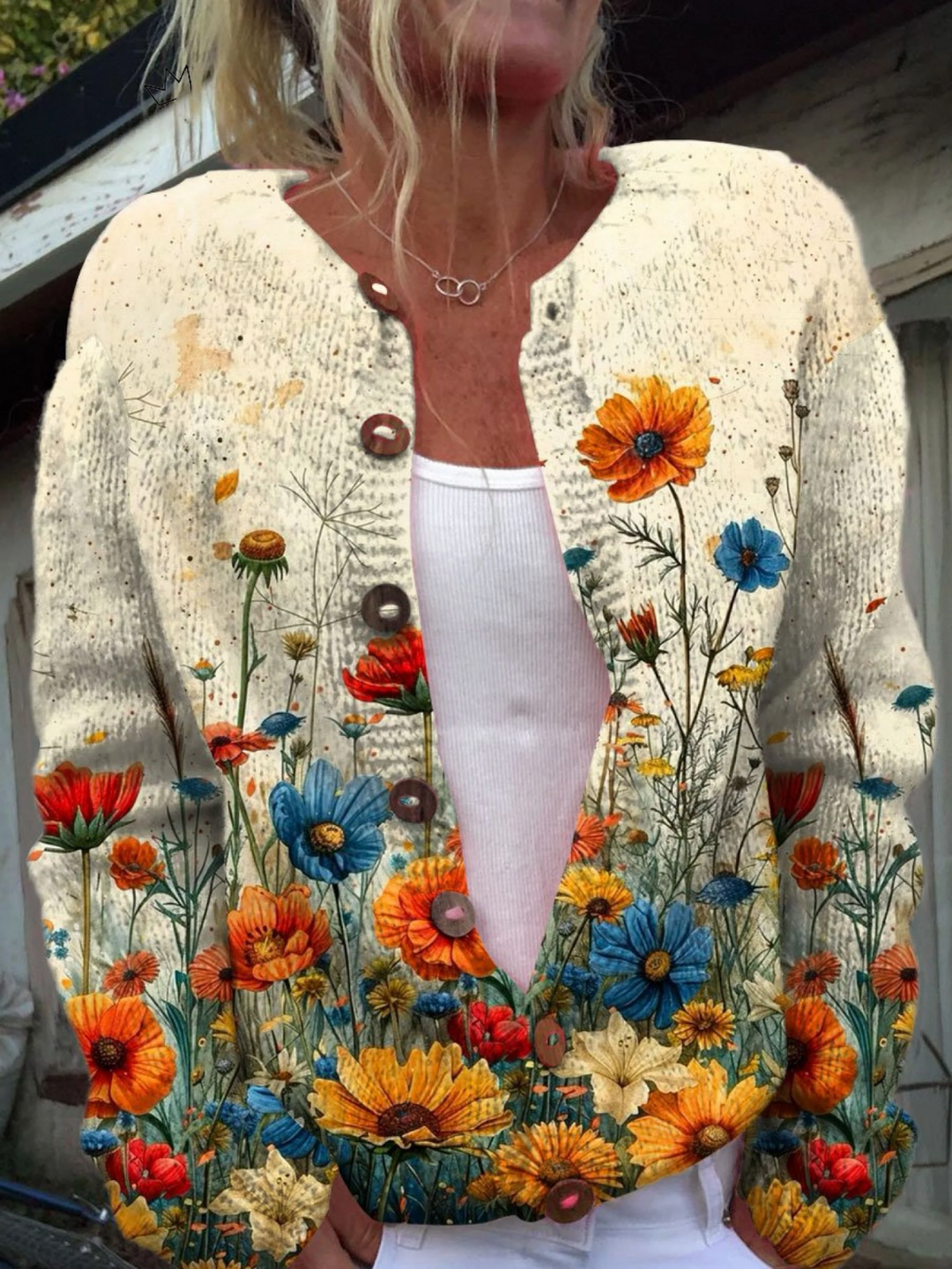 Tansy™ | Cardigan de Lã com Estampa Floral Vintage