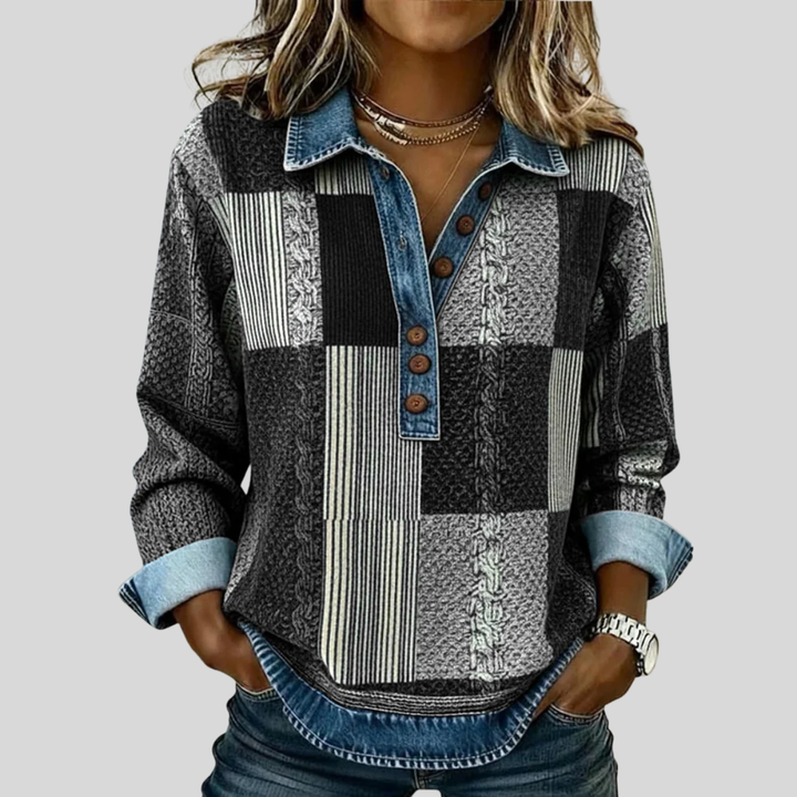Meridell™ | Sweatshirt com Estampa em Blocos de Cor