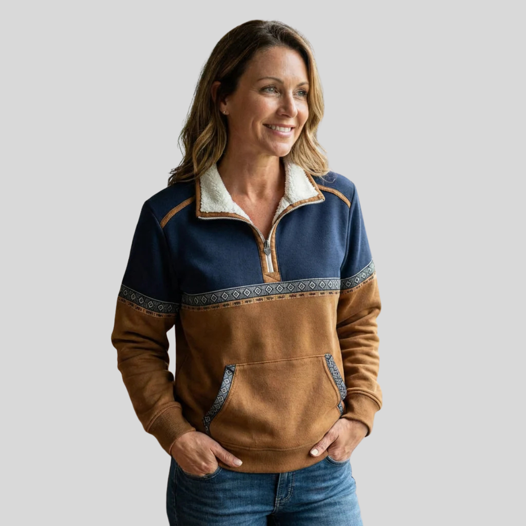 Alvette™ | Pullover de Meio-Zip com Gola Sherpa