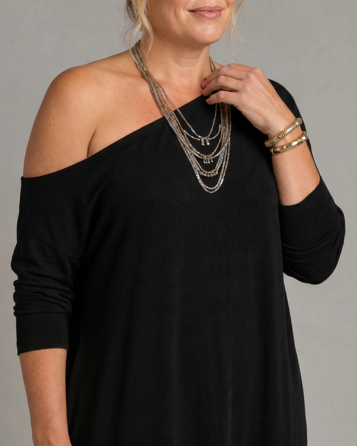 Asterelle | Vestido Midi Fluido com Um Ombro e Fenda Lateral