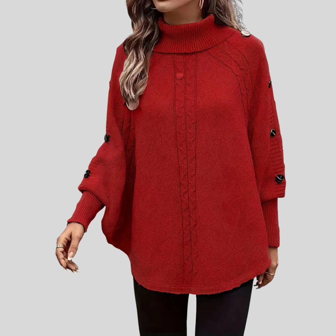 Norelle™ | Sweater de Gola Alta em Ponto de Corda
