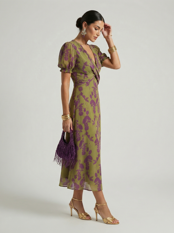 Virel | Vestido Midi Floral Relaxado