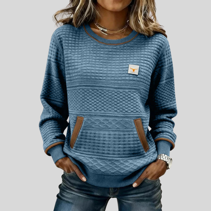 Noelle™ | Sweater de Gola Redonda em Cores Contrastantes