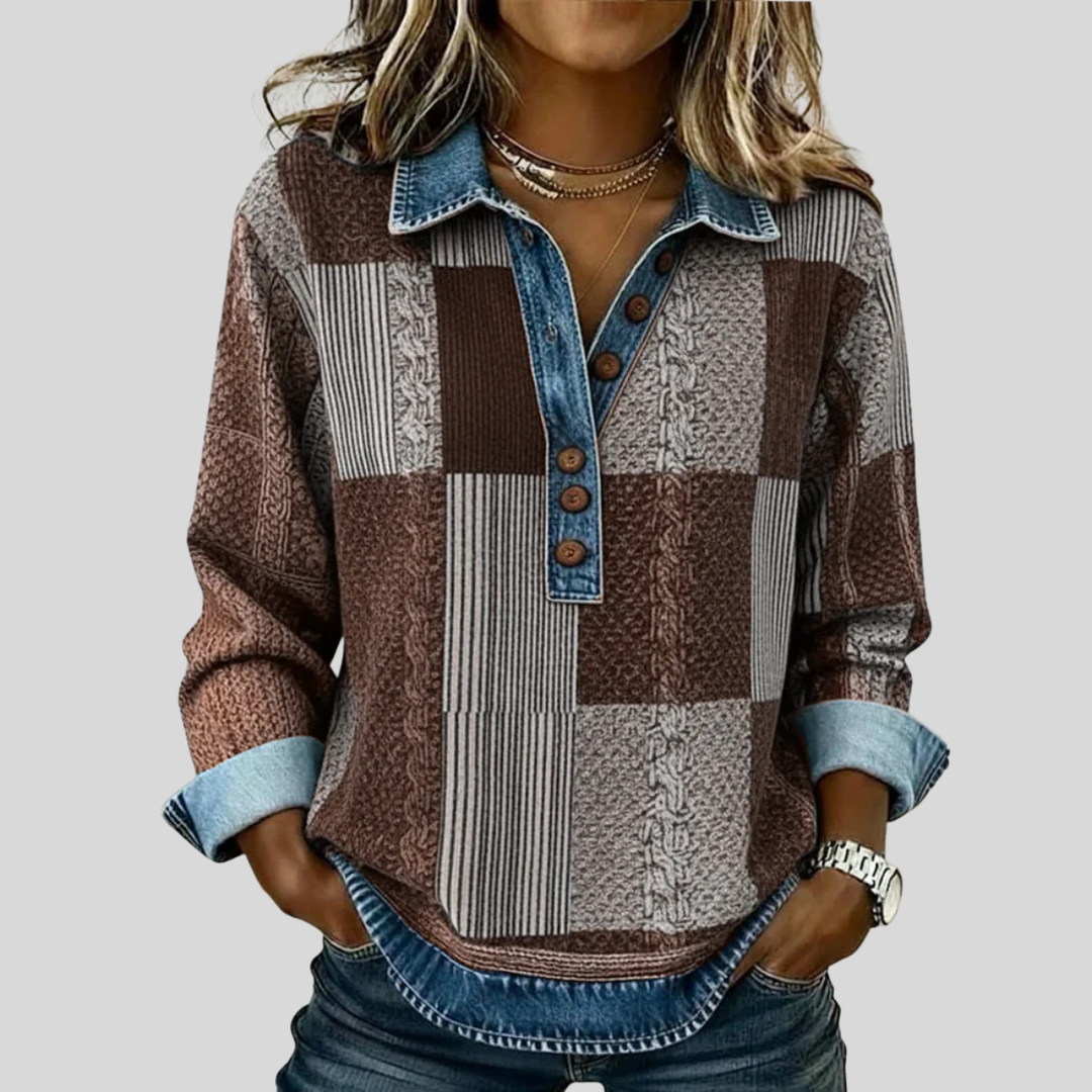 Meridell™ | Sweatshirt com Estampa em Blocos de Cor