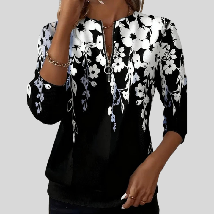 Crimson™ | Sweatshirt com Impressão Floral e Zíper