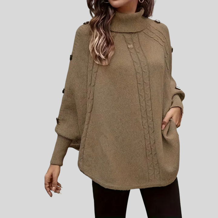 Norelle™ | Sweater de Gola Alta em Ponto de Corda