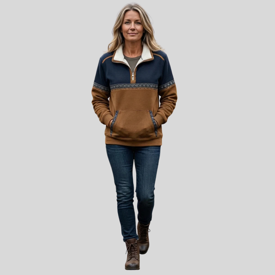 Alvette™ | Pullover de Meio-Zip com Gola Sherpa