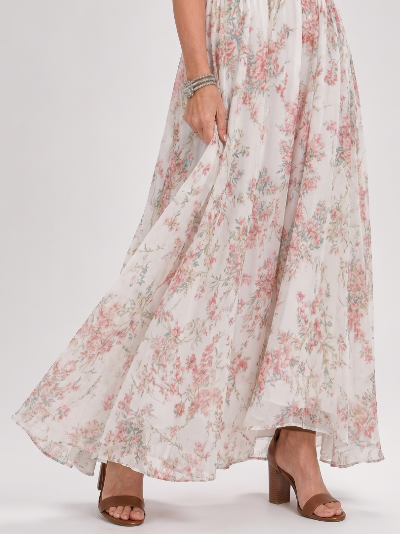Guinevere | Vestido Midi com Estampado Floral e Saia Fluida
