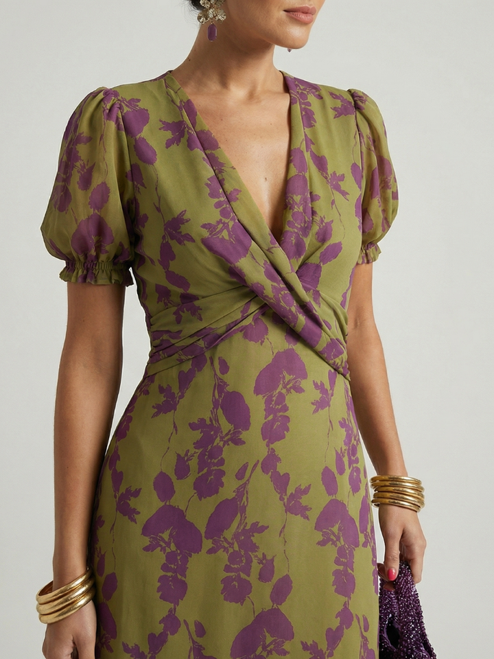 Virel | Vestido Midi Floral Relaxado