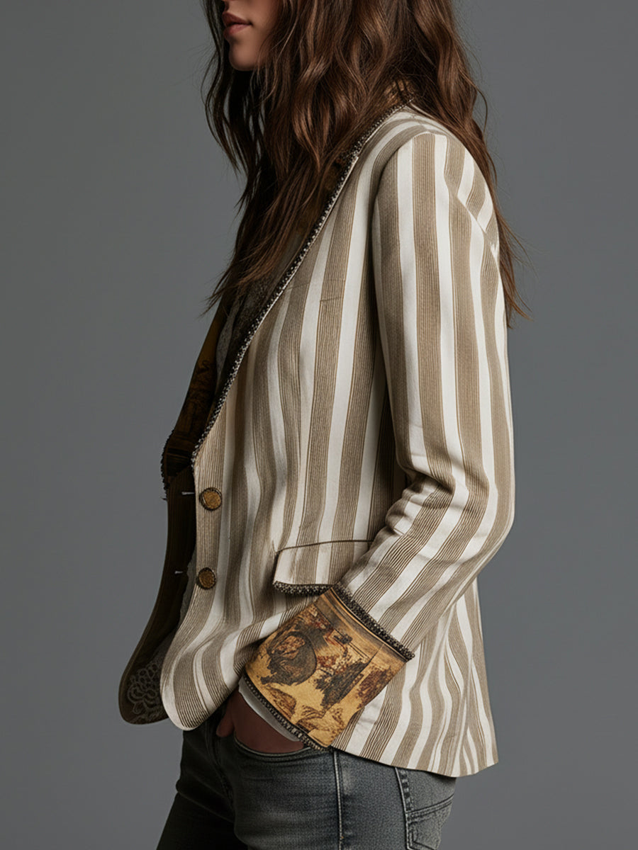 Celine | Blazer de Lapela Listrado Artístico