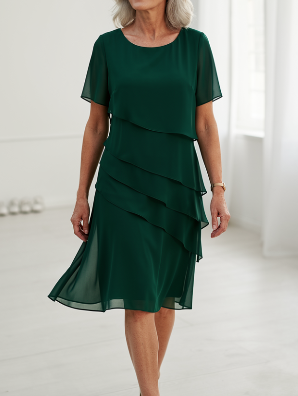 Júlia – Vestido elegante e fluido com volantes