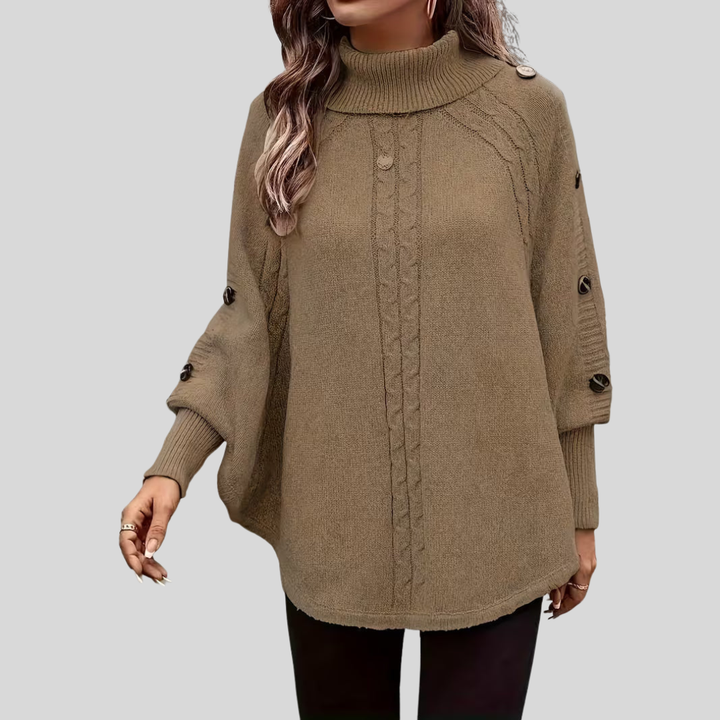 Norelle™ | Sweater de Gola Alta em Ponto de Corda