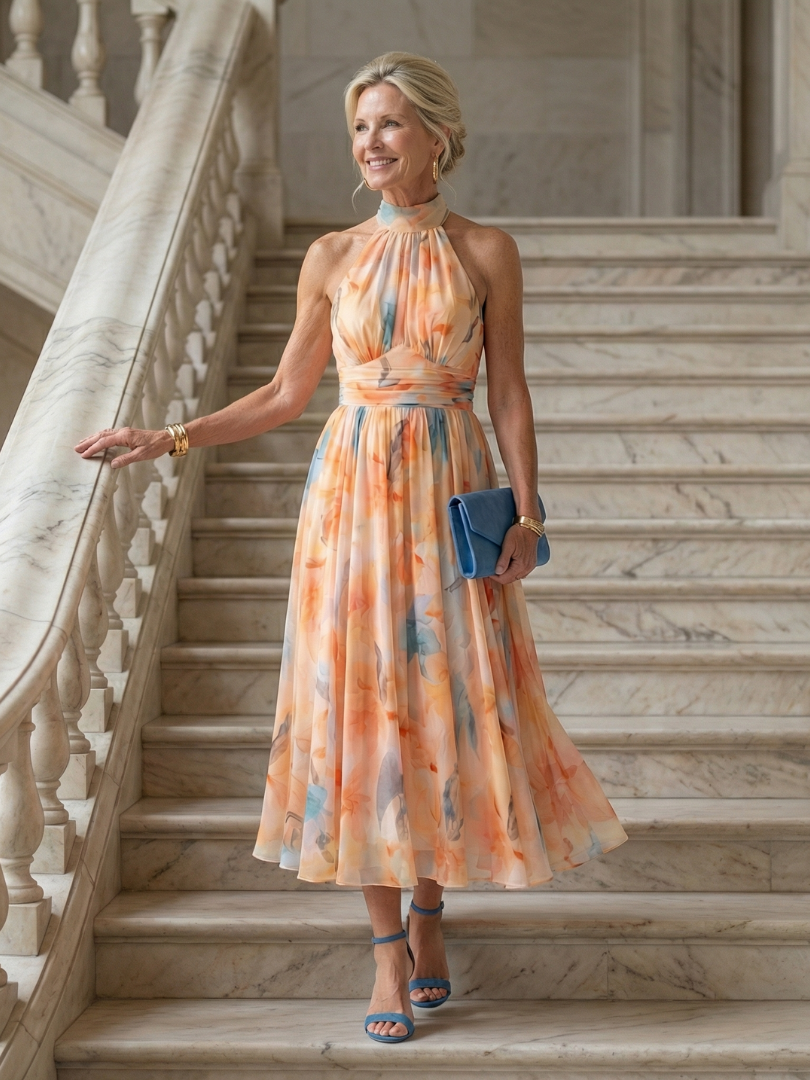 Elin | Vestido Midi com Halter Suave