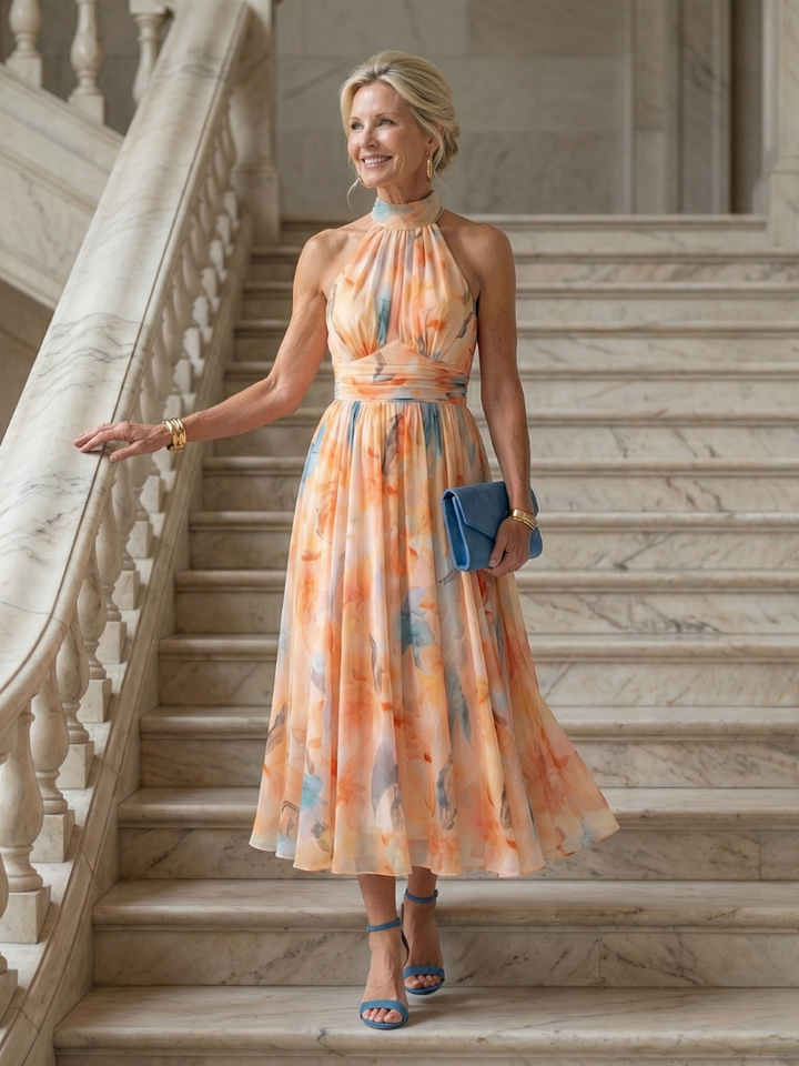 Elin | Vestido Midi com Halter Suave