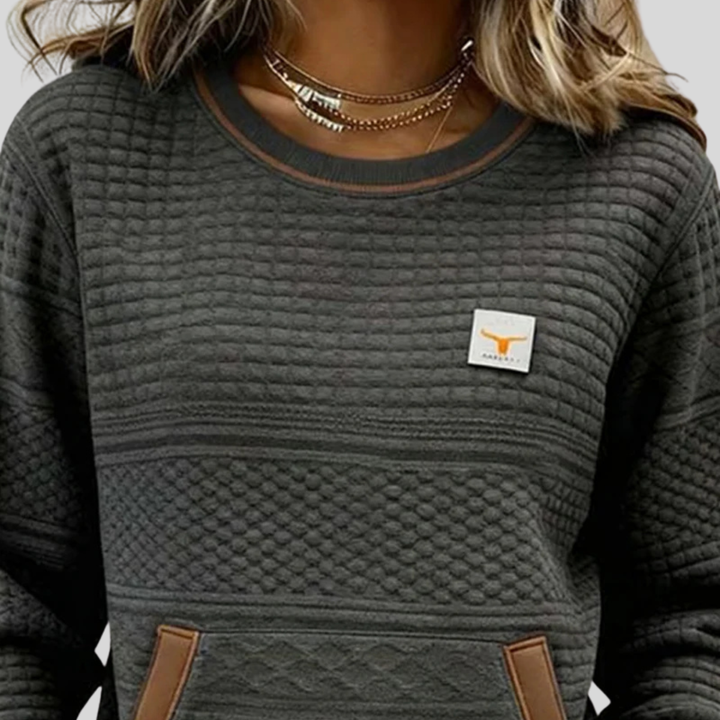 Noelle™ | Sweater de Gola Redonda em Cores Contrastantes