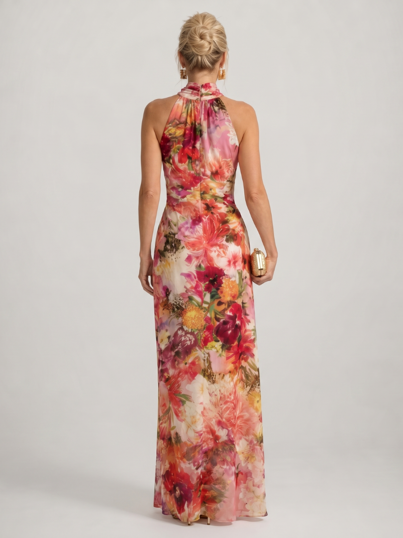 Elisabetta | Vestido Maxi de Flores com Decote Halter