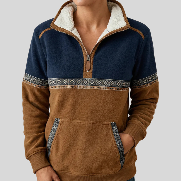 Alvette™ | Pullover de Meio-Zip com Gola Sherpa