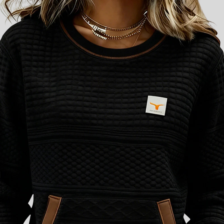 Noelle™ | Sweater de Gola Redonda em Cores Contrastantes