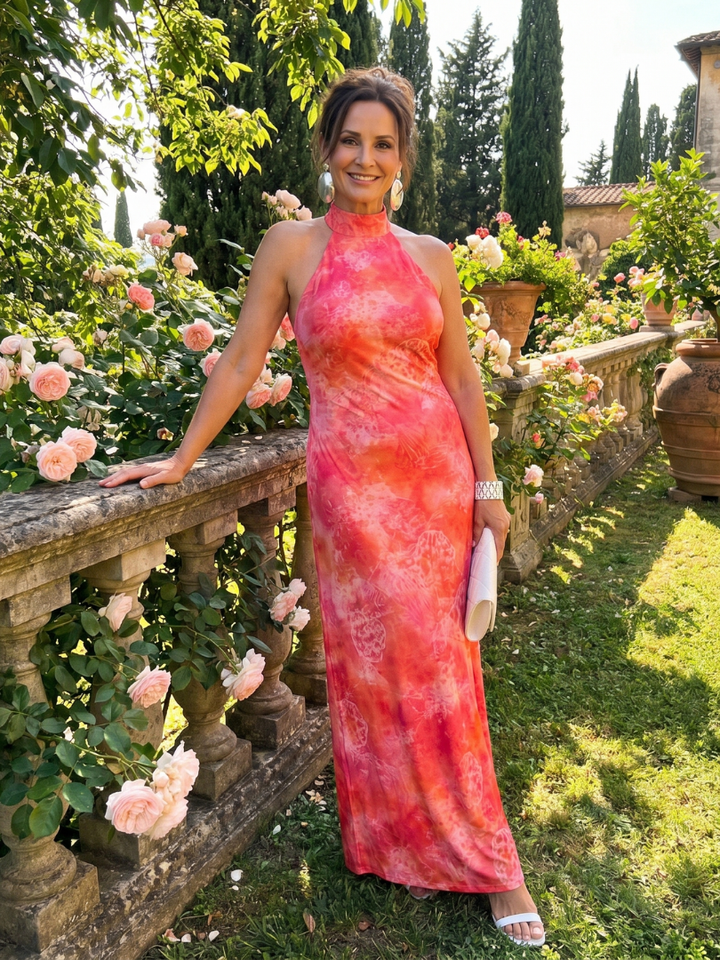 Coraline | Vestido Maxi de Padrão Impresso com Decote Halter