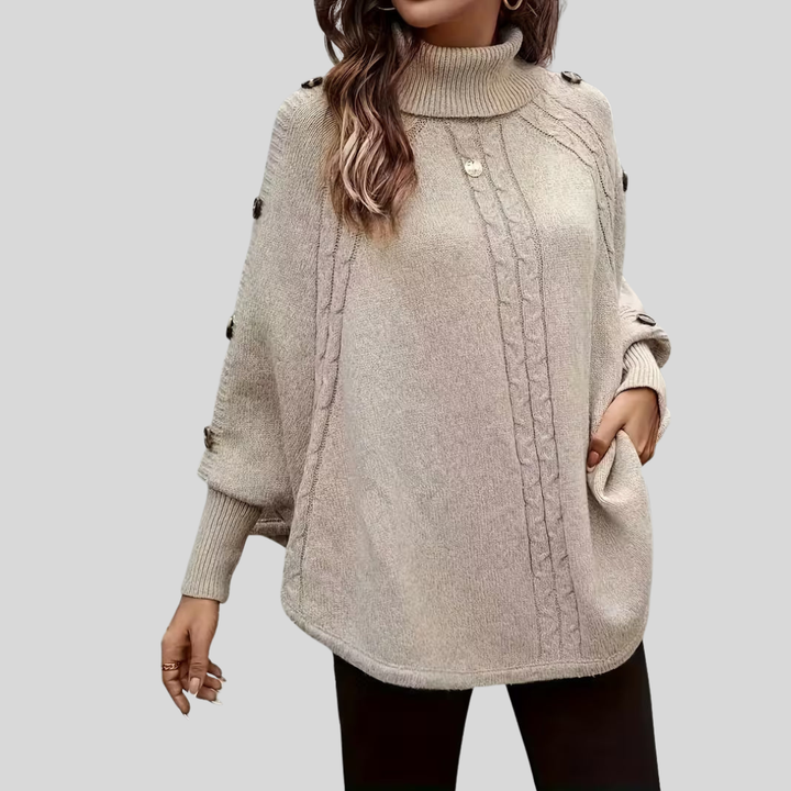 Norelle™ | Sweater de Gola Alta em Ponto de Corda