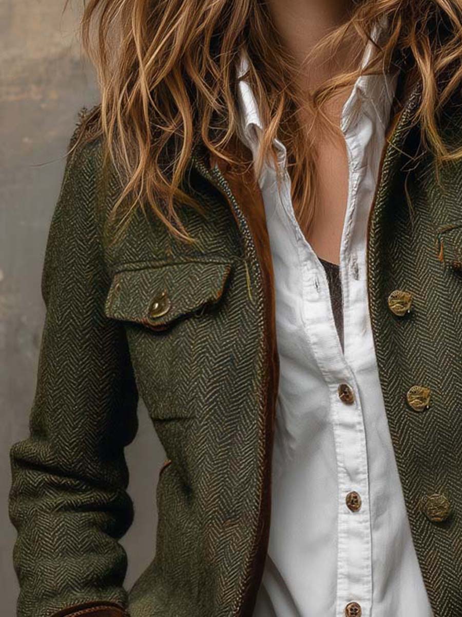 Agnes | Blazer com Contraste em Padrão Chevron