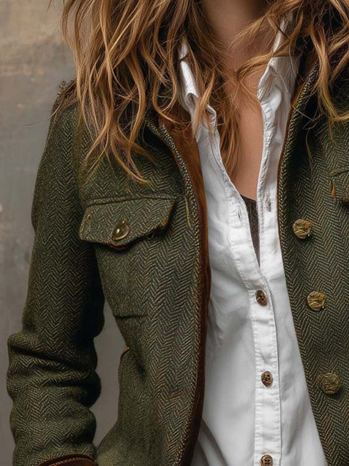 Agnes | Blazer com Contraste em Padrão Chevron
