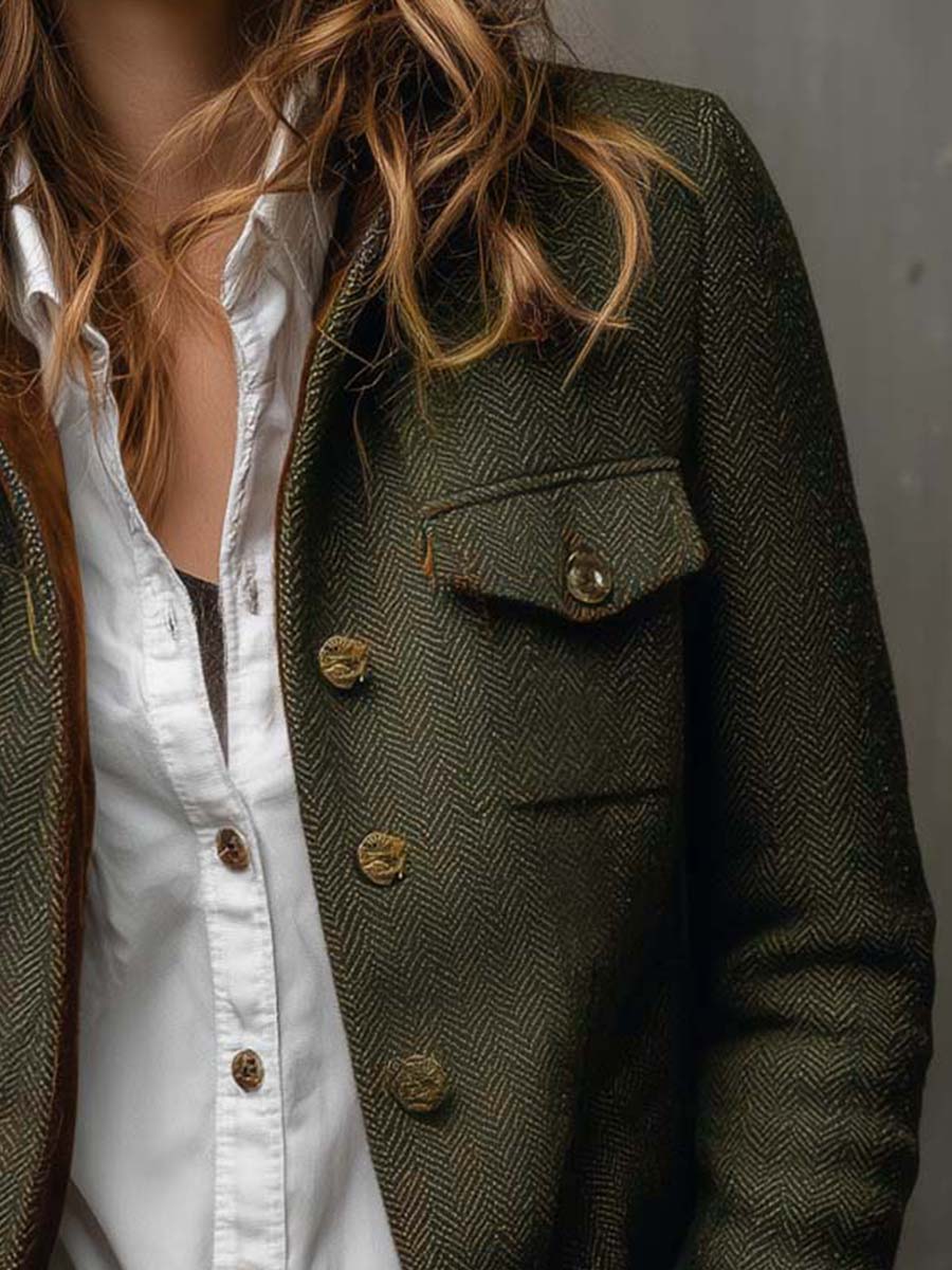 Agnes | Blazer com Contraste em Padrão Chevron