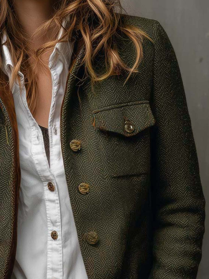 Agnes | Blazer com Contraste em Padrão Chevron