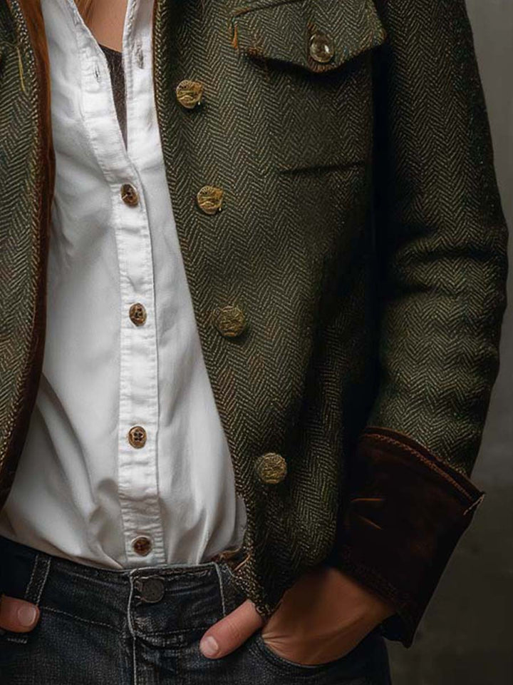 Agnes | Blazer com Contraste em Padrão Chevron