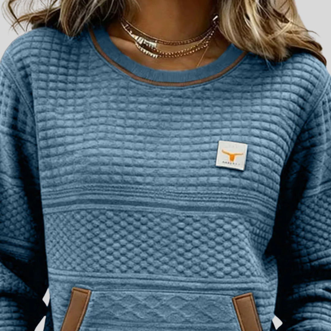 Noelle™ | Sweater de Gola Redonda em Cores Contrastantes
