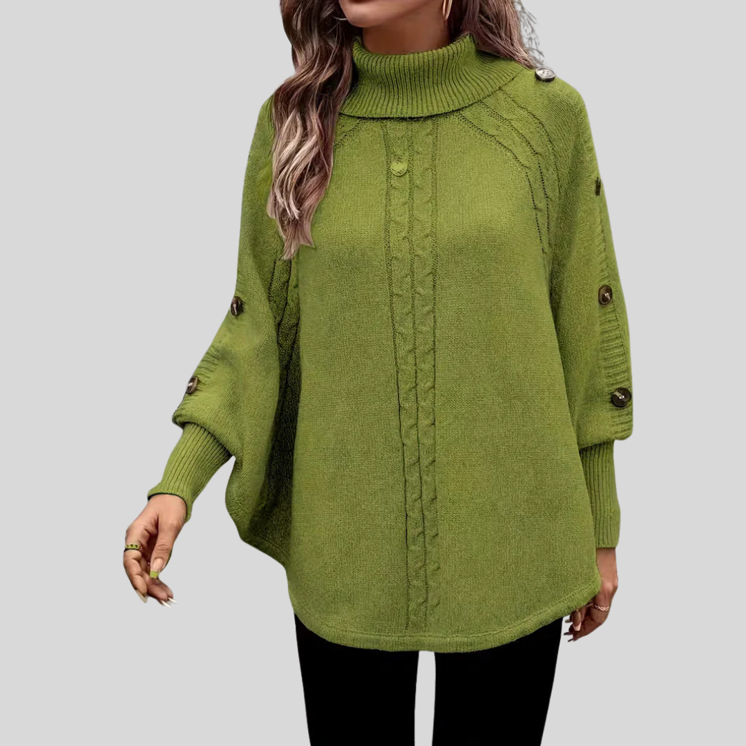 Norelle™ | Sweater de Gola Alta em Ponto de Corda