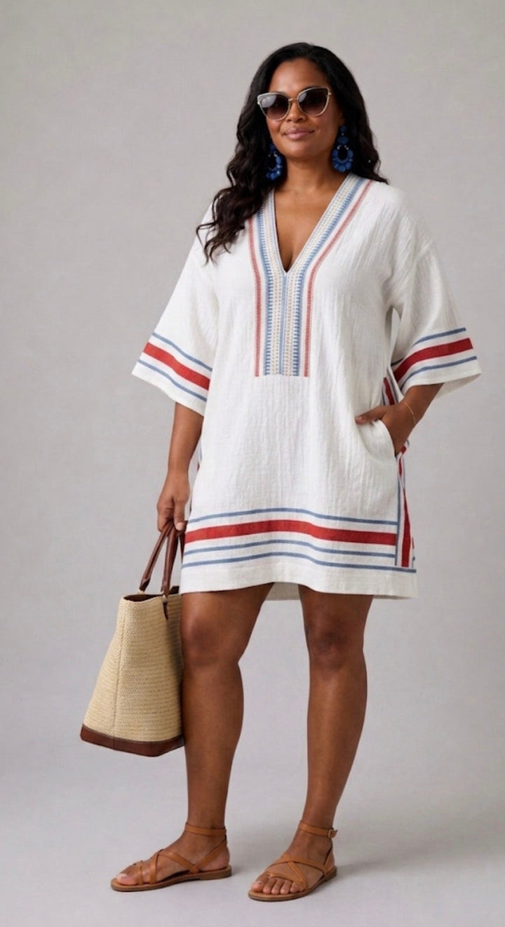 Lysandra | Vestido até ao Joelho com Decote em V e Manga Curta